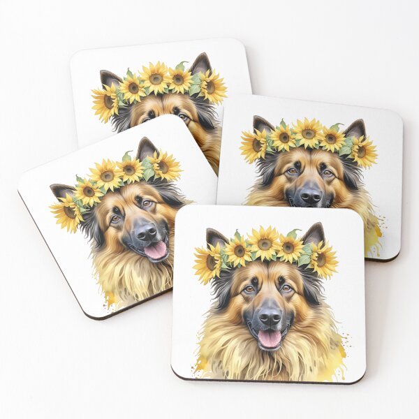 Item preview, Belgian Tervuren Wearing Sunflower Crown designed and sold by TheAnimalZ00.