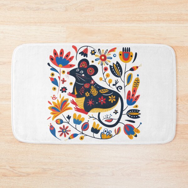 Item preview, Colorful illustration of a mouse surrounded by vibrant flowers and leaves in a whimsical style. designed and sold by primtawan.