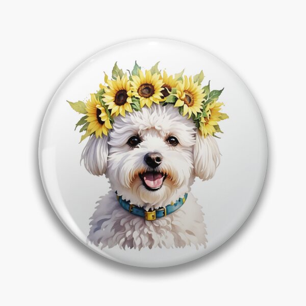 Item preview, Bichon Frise Wearing Sunflower Crown designed and sold by TheAnimalZ00.