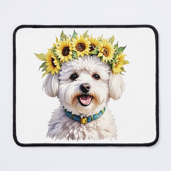 Item preview, Bichon Frise Wearing Sunflower Crown designed and sold by TheAnimalZ00.