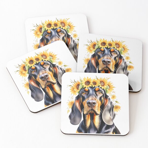 Item preview, Black And Tan Coonhound Wearing Sunflower Crown designed and sold by TheAnimalZ00.