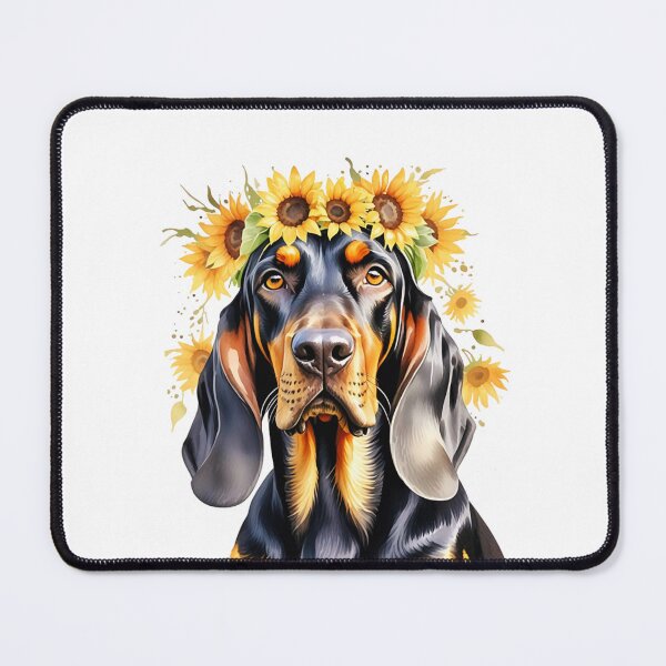 Item preview, Black And Tan Coonhound Wearing Sunflower Crown designed and sold by TheAnimalZ00.