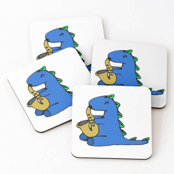 Item preview, dino playing saxophone designed and sold by Lydia Conder.