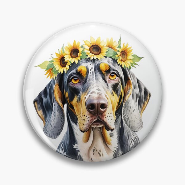 Item preview, Bluetick Coonhound Wearing Sunflower Crown designed and sold by TheAnimalZ00.