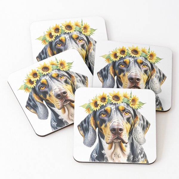 Item preview, Bluetick Coonhound Wearing Sunflower Crown designed and sold by TheAnimalZ00.
