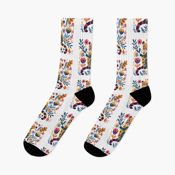 Item preview, Colorful illustration of an abstract lemur surrounded by vibrant flowers and leaves, full of patterns and bright hues. designed and sold by primtawan.