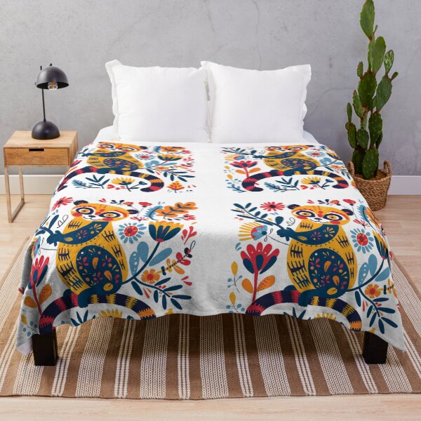 Item preview, Colorful illustration of an abstract lemur surrounded by vibrant flowers and leaves, full of patterns and bright hues. designed and sold by primtawan.