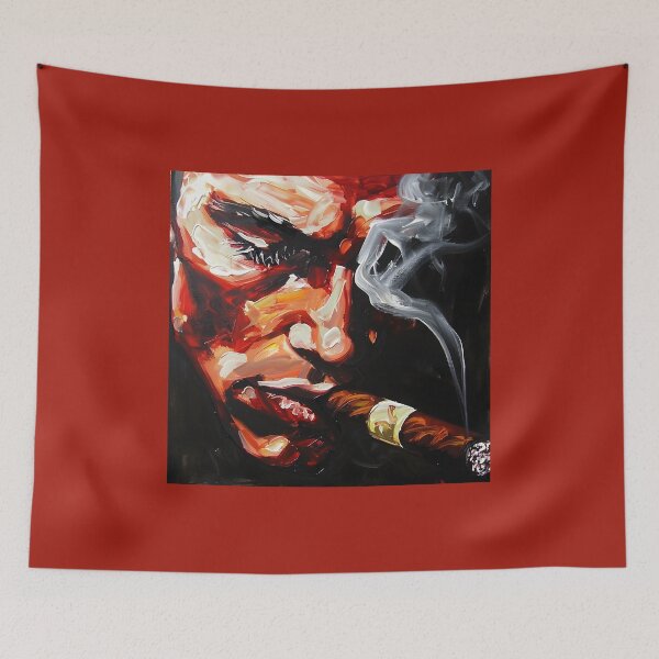 Item preview, Abstract Portrait of a Man Smoking a Cigar Bold Brushstrokes and Vivid Colors AI Art designed and sold by OlfactoART Studio.