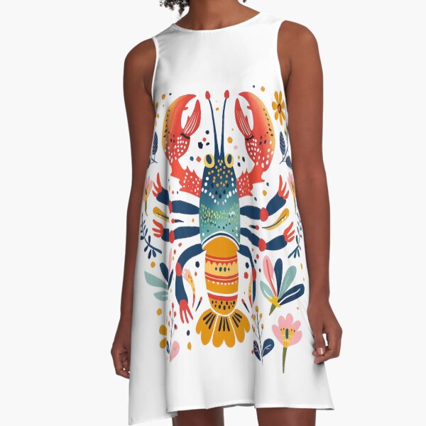 Item preview, Colorful lobster illustration surrounded by vibrant floral elements. Bright and artistic design with intricate details. designed and sold by primtawan.