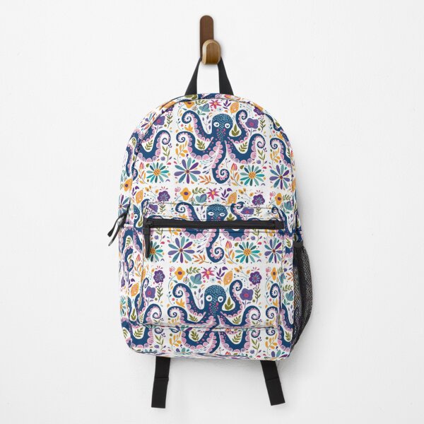 Item preview, Colorful octopus illustration surrounded by vibrant flowers and leaves, perfect for playful and artistic designs. designed and sold by primtawan.