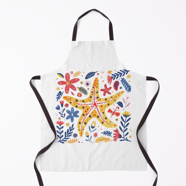 Item preview, Colorful starfish illustration surrounded by vibrant flowers and leaves, creating a tropical and lively atmosphere. designed and sold by primtawan.