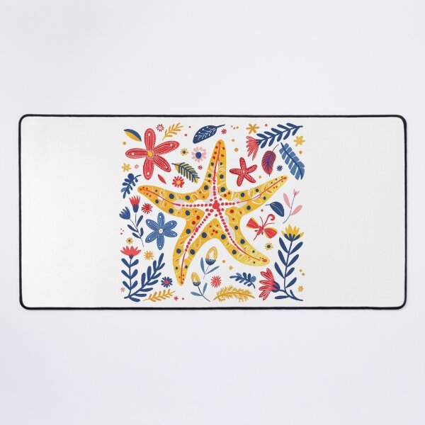 Item preview, Colorful starfish illustration surrounded by vibrant flowers and leaves, creating a tropical and lively atmosphere. designed and sold by primtawan.