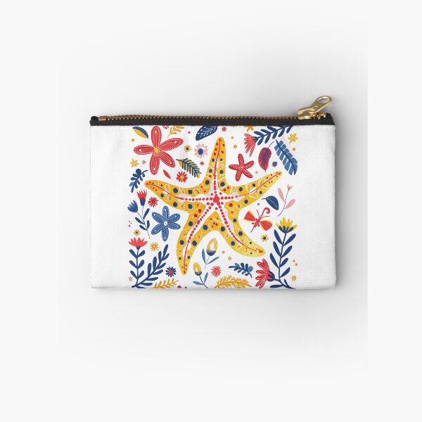 Item preview, Colorful starfish illustration surrounded by vibrant flowers and leaves, creating a tropical and lively atmosphere. designed and sold by primtawan.