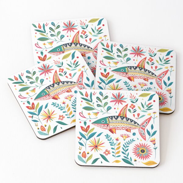 Item preview, Colorful vibrant fish surrounded by various intricate floral patterns creating a lively, festive design. designed and sold by primtawan.
