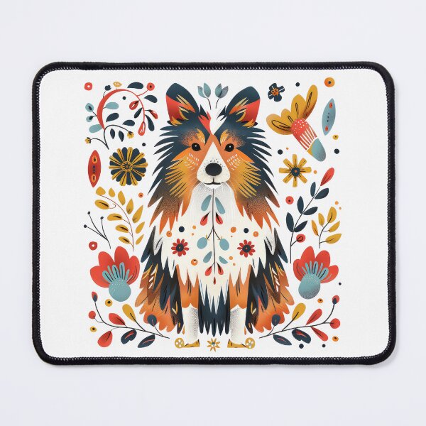 Item preview, Colorful whimsical illustration of a dog surrounded by vibrant floral elements, perfect for decoration or design projects. designed and sold by primtawan.
