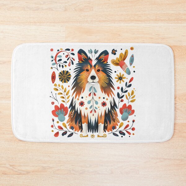 Item preview, Colorful whimsical illustration of a dog surrounded by vibrant floral elements, perfect for decoration or design projects. designed and sold by primtawan.