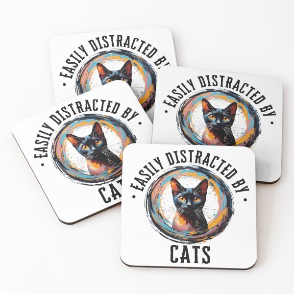 Item preview, Easily Distracted By Cats | Artistic Black Cat designed and sold by Chic-Fun.