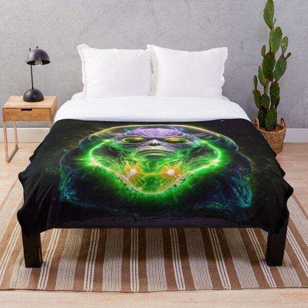 Artikelvorschau, Galaktisches DMT Alien - Lila & Grün entworfen und verkauft von FreemanDan Art.