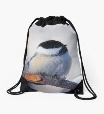 Black-capped chickadee photograph Drawstring Bag