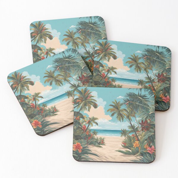 Item preview, Tropical Beach Entrance With Flowers And Palms designed and sold by SeaStarAlex.