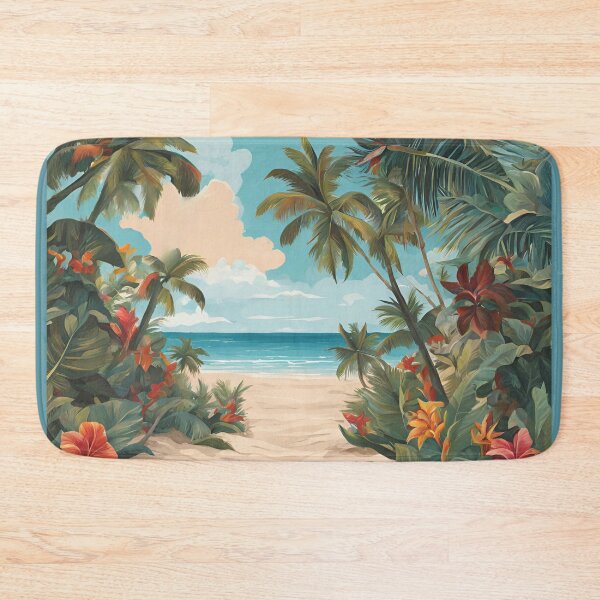 Item preview, Tropical Beach Entrance With Flowers And Palms designed and sold by SeaStarAlex.