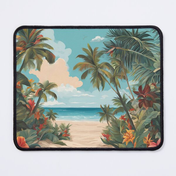 Item preview, Tropical Beach Entrance With Flowers And Palms designed and sold by SeaStarAlex.