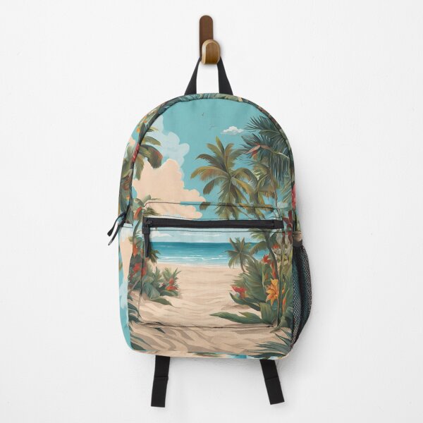 Item preview, Tropical Beach Entrance With Flowers And Palms designed and sold by SeaStarAlex.
