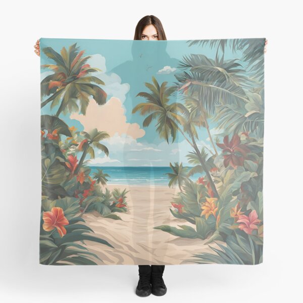 Item preview, Tropical Beach Entrance With Flowers And Palms designed and sold by SeaStarAlex.