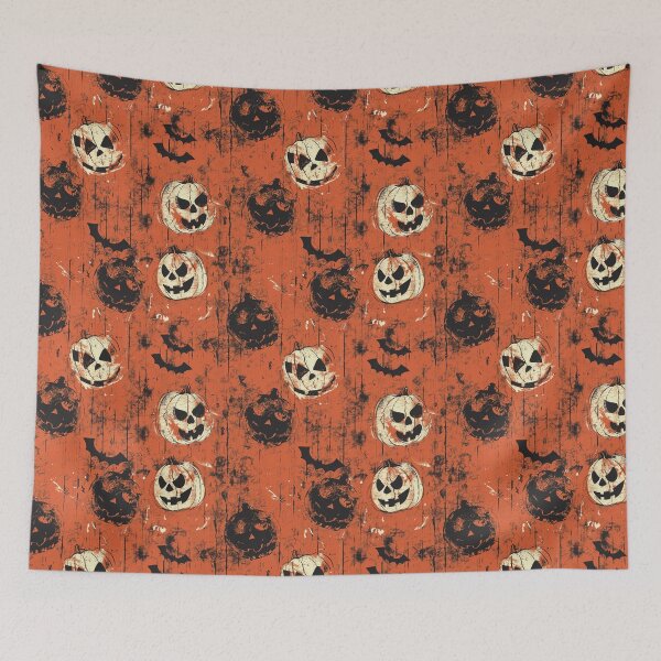 Item preview, Grunge Halloween Evil Pumpkins and Bats on Decadent Background designed and sold by AgathaZolastore.