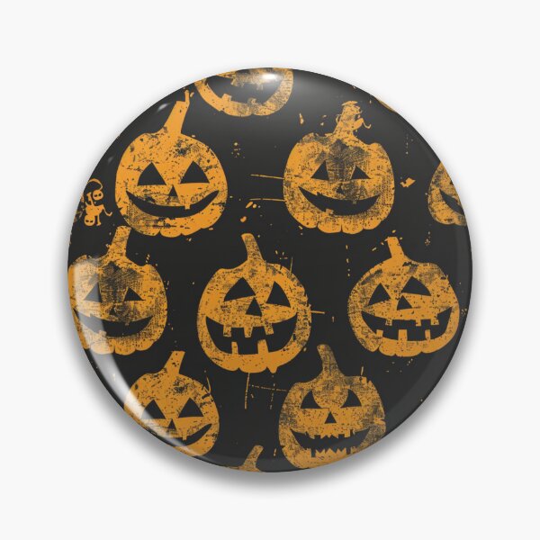 Artikelvorschau, Grunge Halloween lachende Kürbisse auf schwarzem dekadenten Hintergrund entworfen und verkauft von AgathaZolastore.