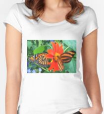 “Double Butterfly Love”, Photo / Digital Painting Women's Fitted Scoop T-Shirt