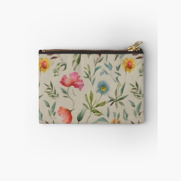 Item preview, Watercolor floral seamless pattern in vintage rustic style, colored garden  on ivory background, hand painting print with abstract flowers, leaves and plants, design texture designed and sold by bvdesignart.