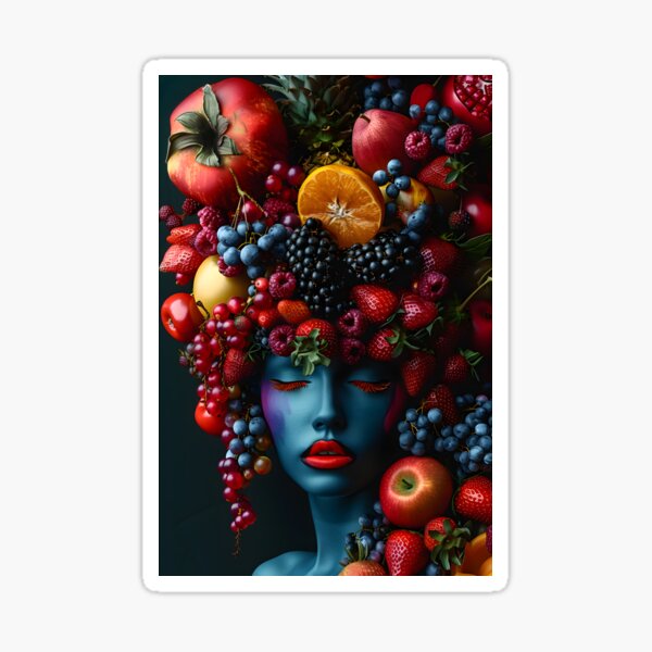 Item preview, Vibrant fusion: Artistic image with fruits headpiece designed and sold by Artessie.