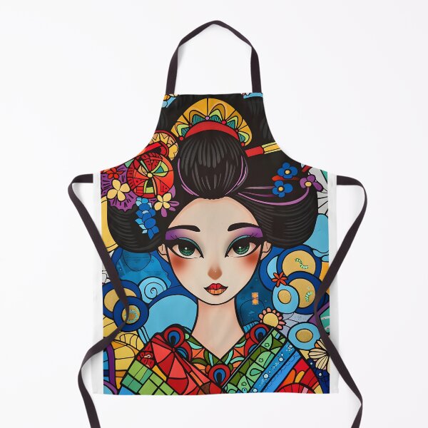 Item preview, Colorful illustration of traditional geisha in kimono designed and sold by Artessie.