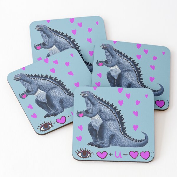 Item preview, Hearts and Kisses, affectionate dinosaur designed and sold by Artlizzard.