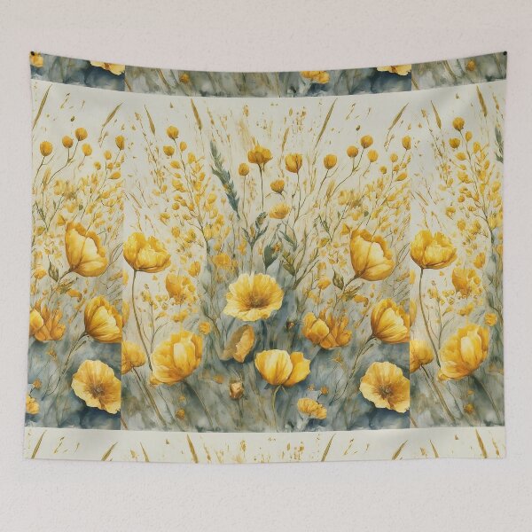 Item preview, Watercolor background with yellow meadow flowers designed and sold by bvdesignart.