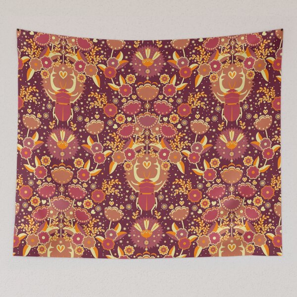 Item preview, Rhinoceros beetle, Burgundy background  designed and sold by Alex  Blud.