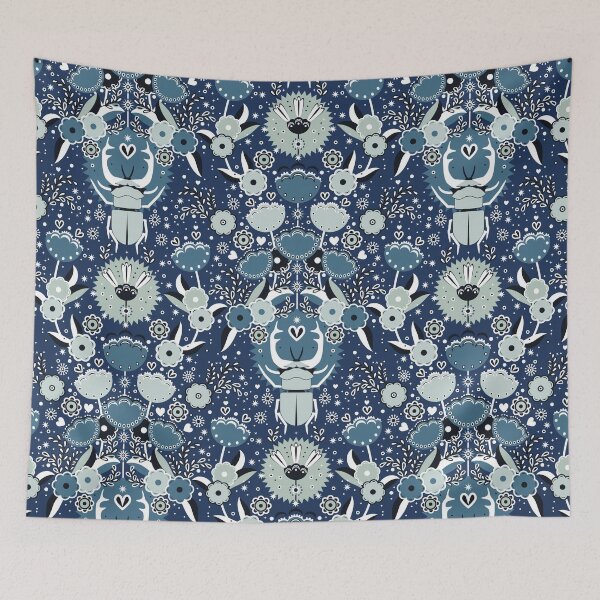 Item preview, Rhinoceros beetle, Dark blue background  designed and sold by Alex  Blud.