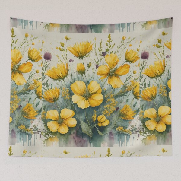 Item preview,  Watercolor background with yellow meadow flowers designed and sold by bvdesignart.