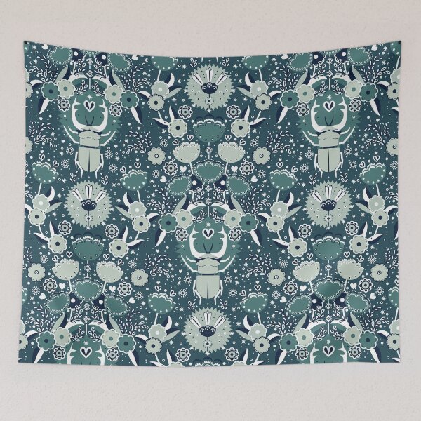 Item preview, Rhinoceros beetle, Dark emerald background  designed and sold by Alex  Blud.