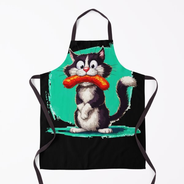 Item preview, Adorable Cartoon Cat with Sausage Delight designed and sold by VikArtStudio.
