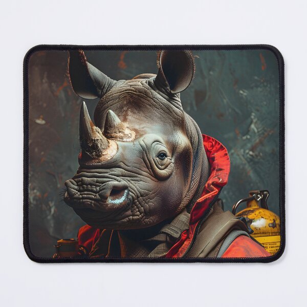 Item preview, Rhinoceros in firefighter suit ready for action designed and sold by Artessie.