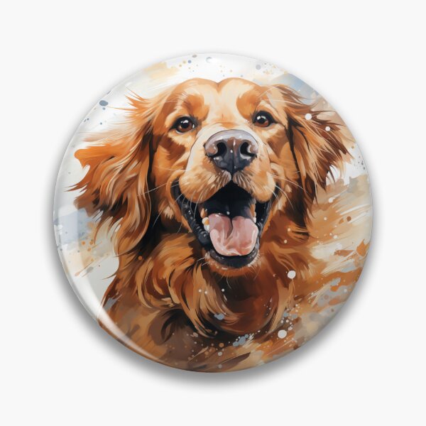 Item preview, dog, golden retriever, happy, cheerful, watercolor, drawing designed and sold by MaraDigitalart.