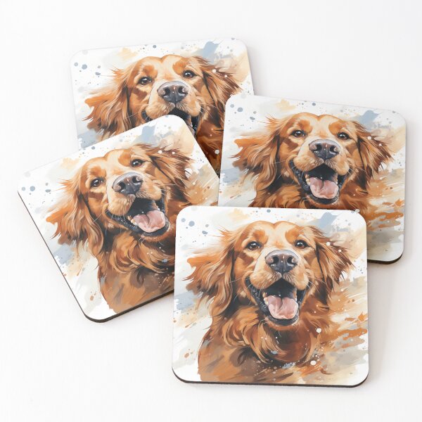 Item preview, dog, golden retriever, happy, cheerful, watercolor, drawing designed and sold by MaraDigitalart.