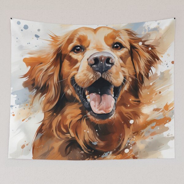 Item preview, dog, golden retriever, happy, cheerful, watercolor, drawing designed and sold by MaraDigitalart.