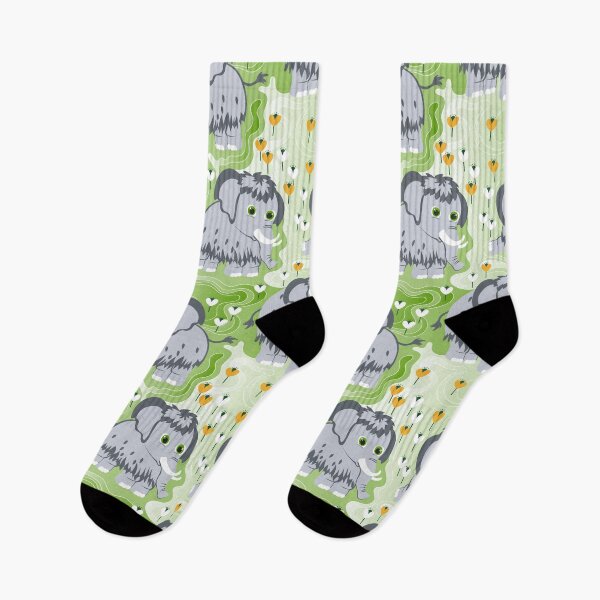 Item preview, Gray Baby mammoth on a green background designed and sold by Alex  Blud.