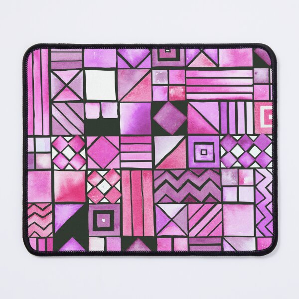 Item preview, Geometric mosaic Pink abstract watercolor designed and sold by Cobalt Blue Watercolors.