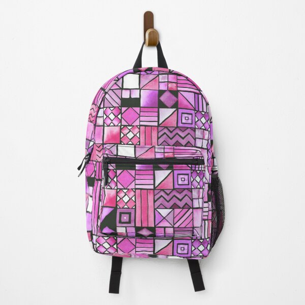 Item preview, Geometric mosaic Pink abstract watercolor designed and sold by Cobalt Blue Watercolors.