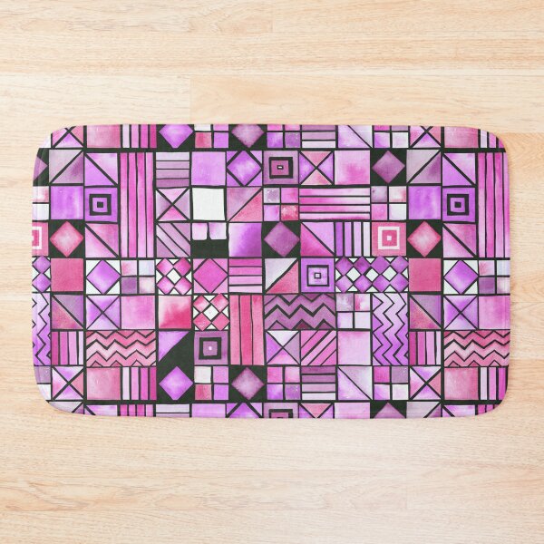 Item preview, Geometric mosaic Pink abstract watercolor designed and sold by Cobalt Blue Watercolors.