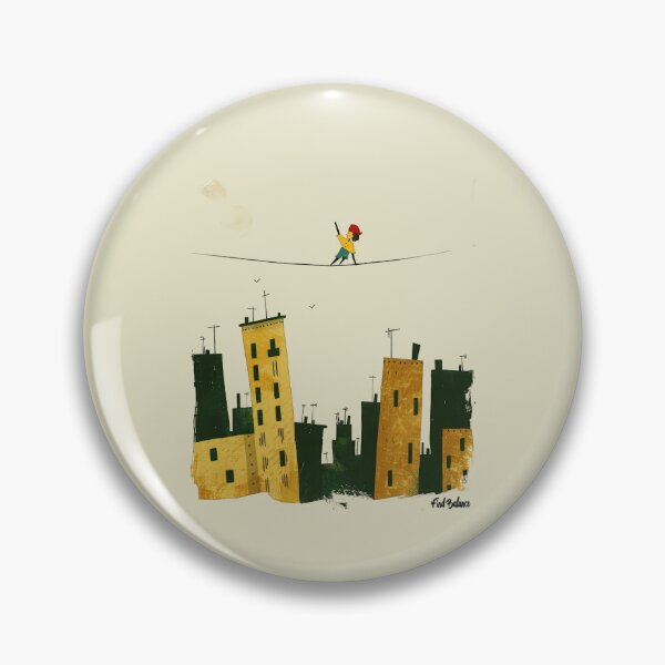 Item preview, A girl balancing on a tightrope stretched high above a cityscape. designed and sold by AristVision.